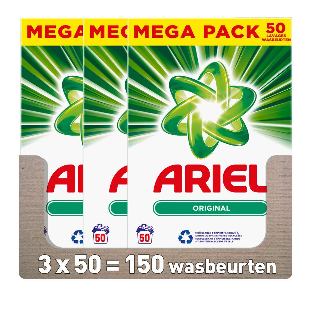 3x Ariel Waspoeder Original 50 Wasbeurten3 kg