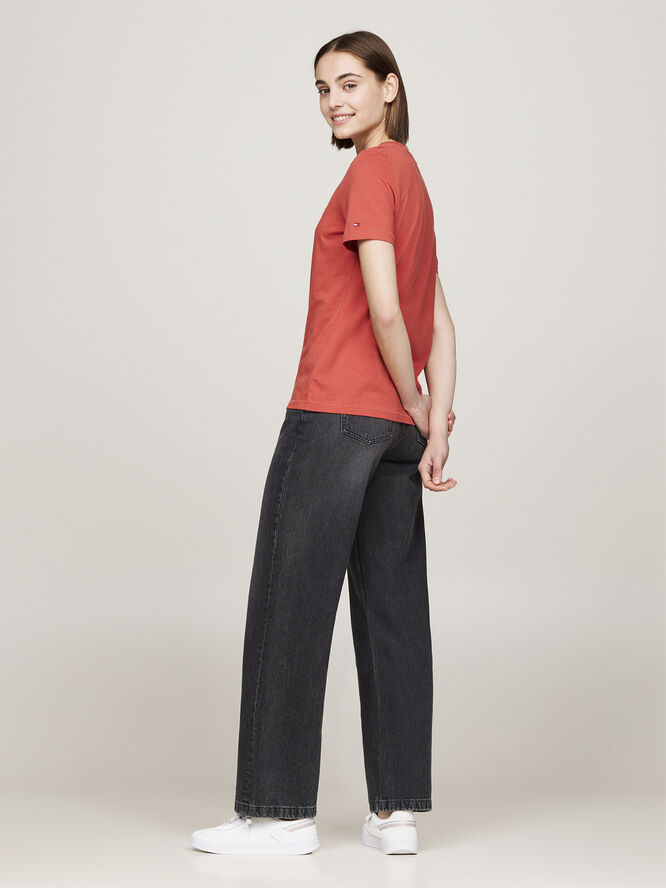 Tommy Hilfiger REG SCRIPT C-NK SS Terra red