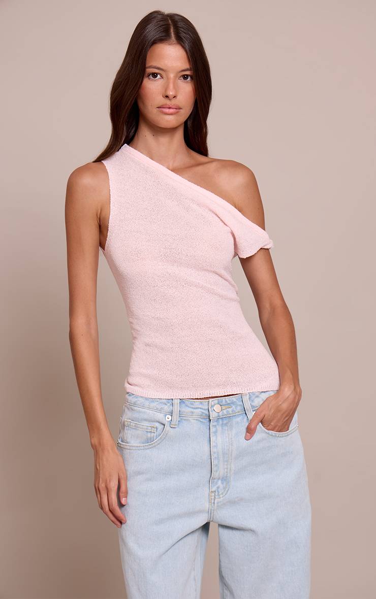 Rose Clair Haut Asymétrique En Maille Éponge Fine