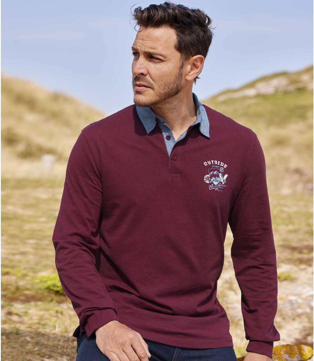 Polo Manches Longues Outside Détails Chambray