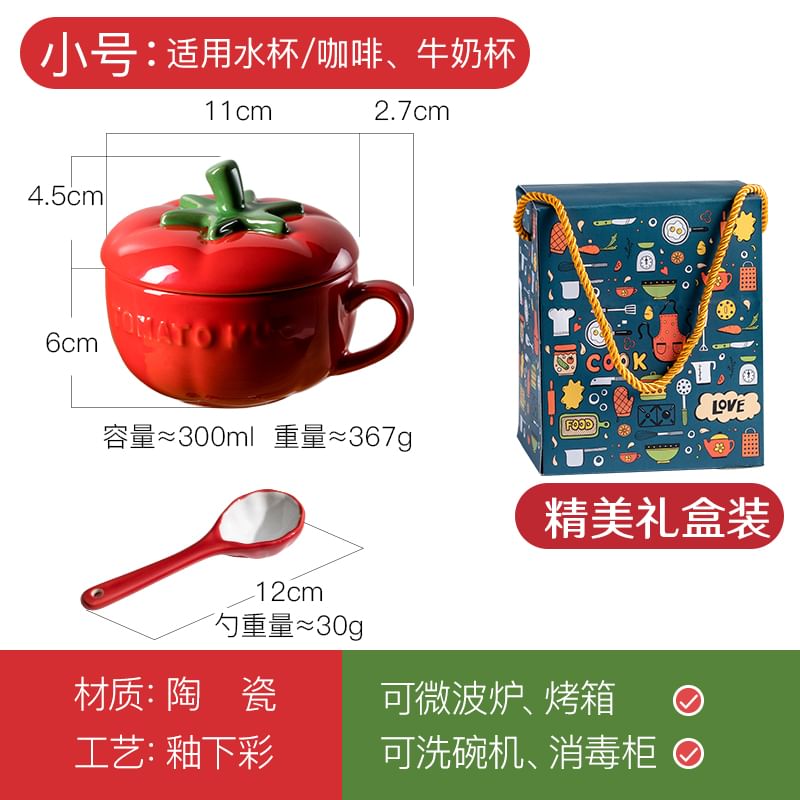 Koringa - Tomaten keramische drinkbeker / deksel / lepel / set (verschillende ontwerpen)