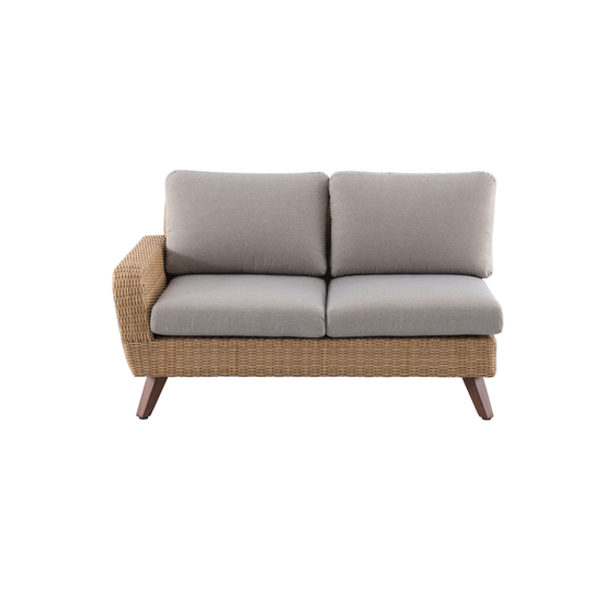 Canapé d’angle 5 places RIVIERA en polyrotin miel/gris - 89x145x75 cm