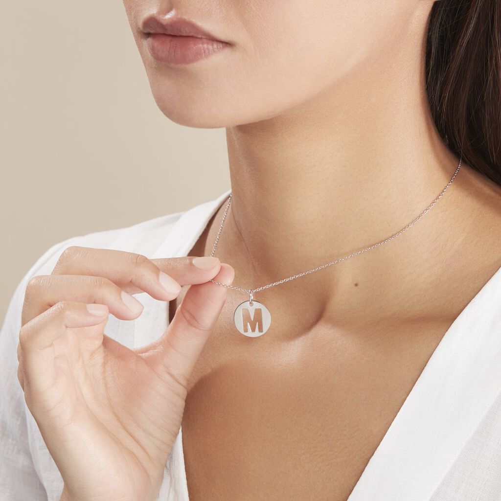 Pendentif Elio M Argent Blanc