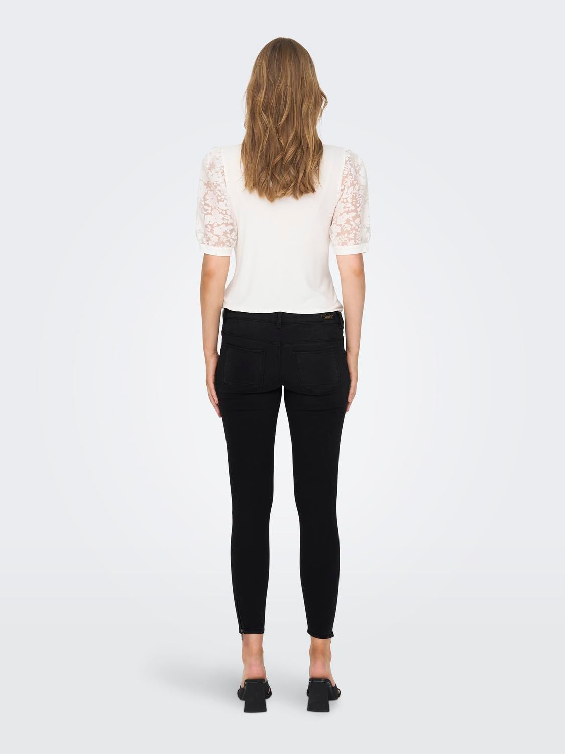 OLMKENDELL Mittlere Taille Skinny Fit Jeans Washed Black