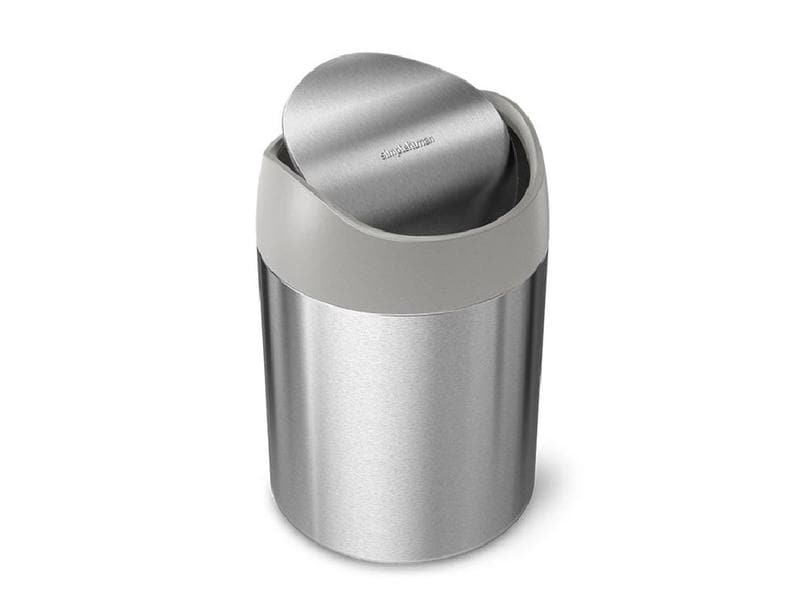 Simplehuman Abfalleimer 1.5 l, Silber Mini Abfalleimer mit Schwingdeckel