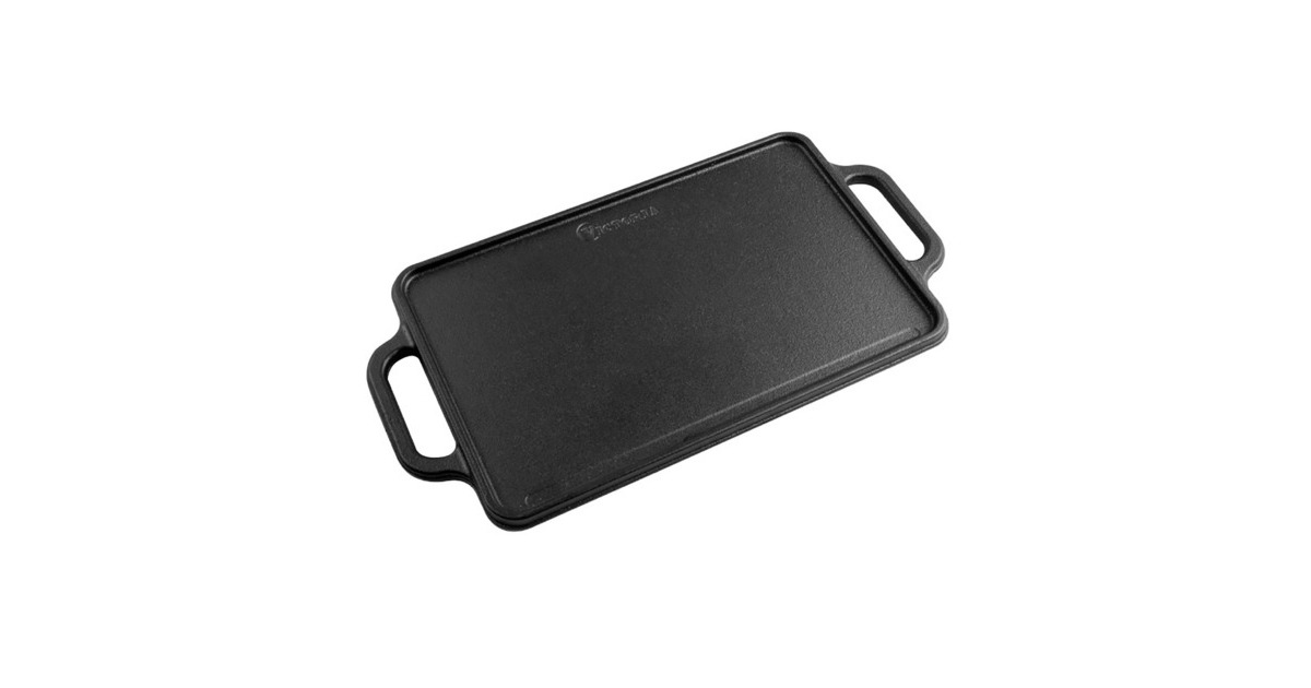VictoriaOmkeerbare Bakplaat 33 x 21 cm, Seasoned grillplaat  (Zwart, Color packaging)