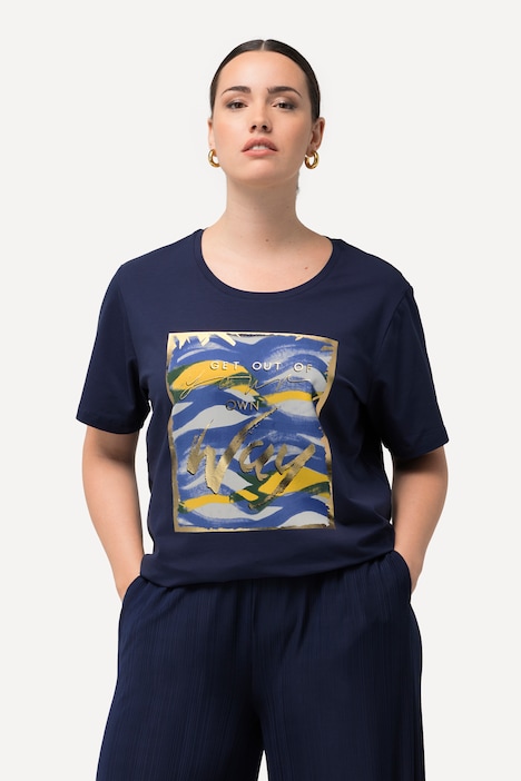 T-Shirt, Wellenmotiv, Regular, Rundhals, Halbarm