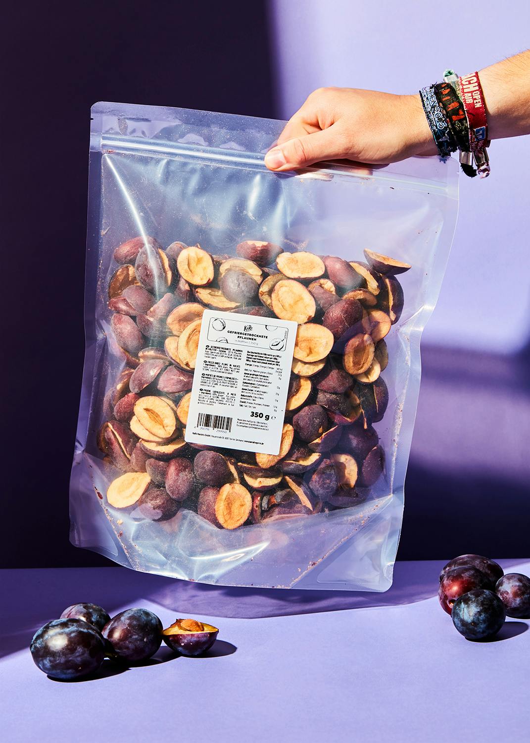 Gefriergetrocknete Pflaumenhälften 350 g