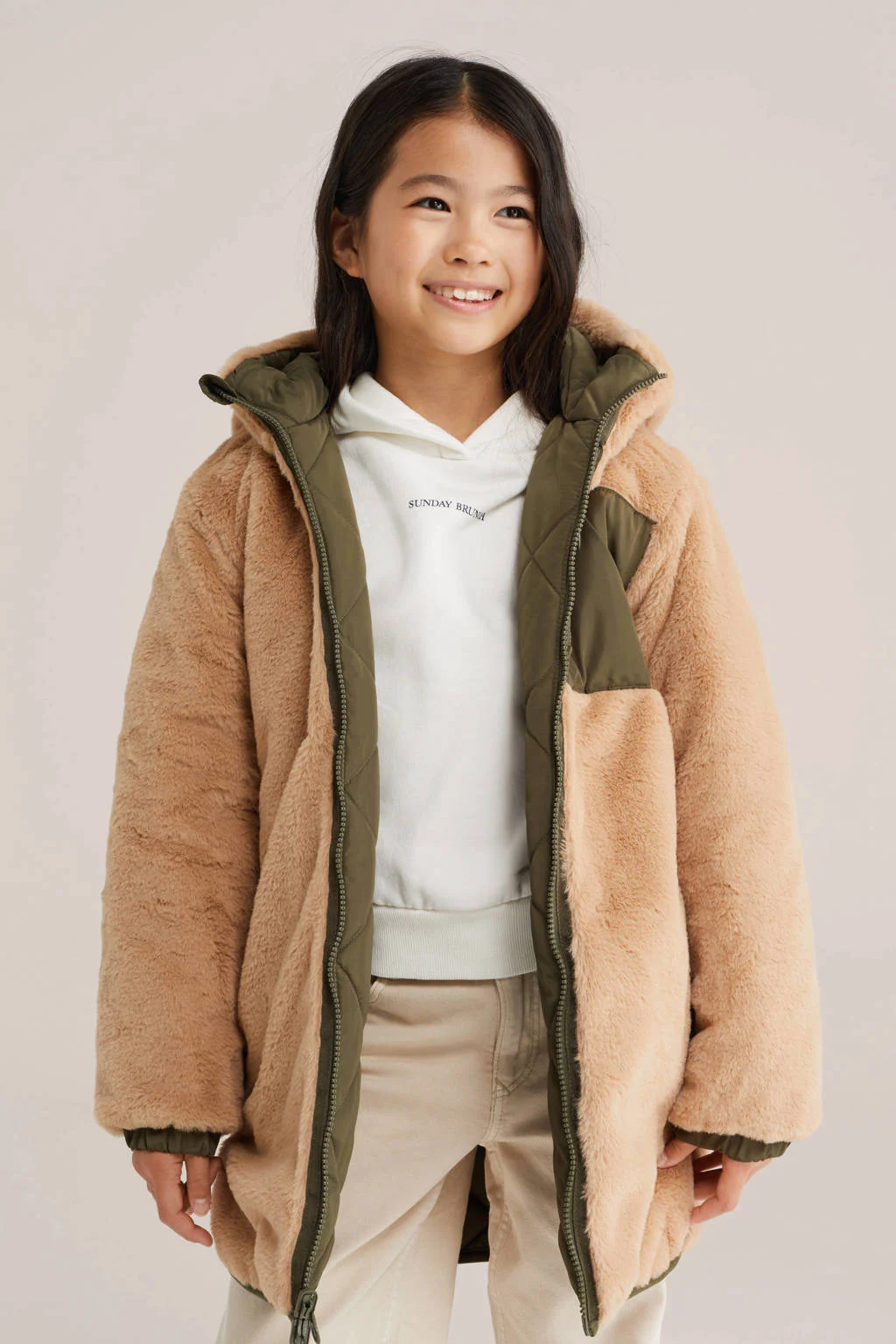 WE Fashion reversible jas winter donkergroen