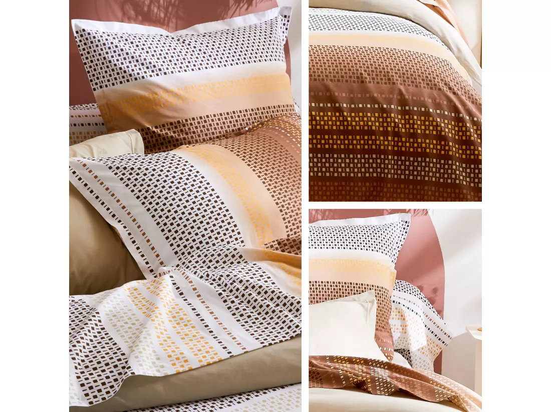 Drap plat imprimé 180x290 cm coton NIAGARA marron Châtaigne