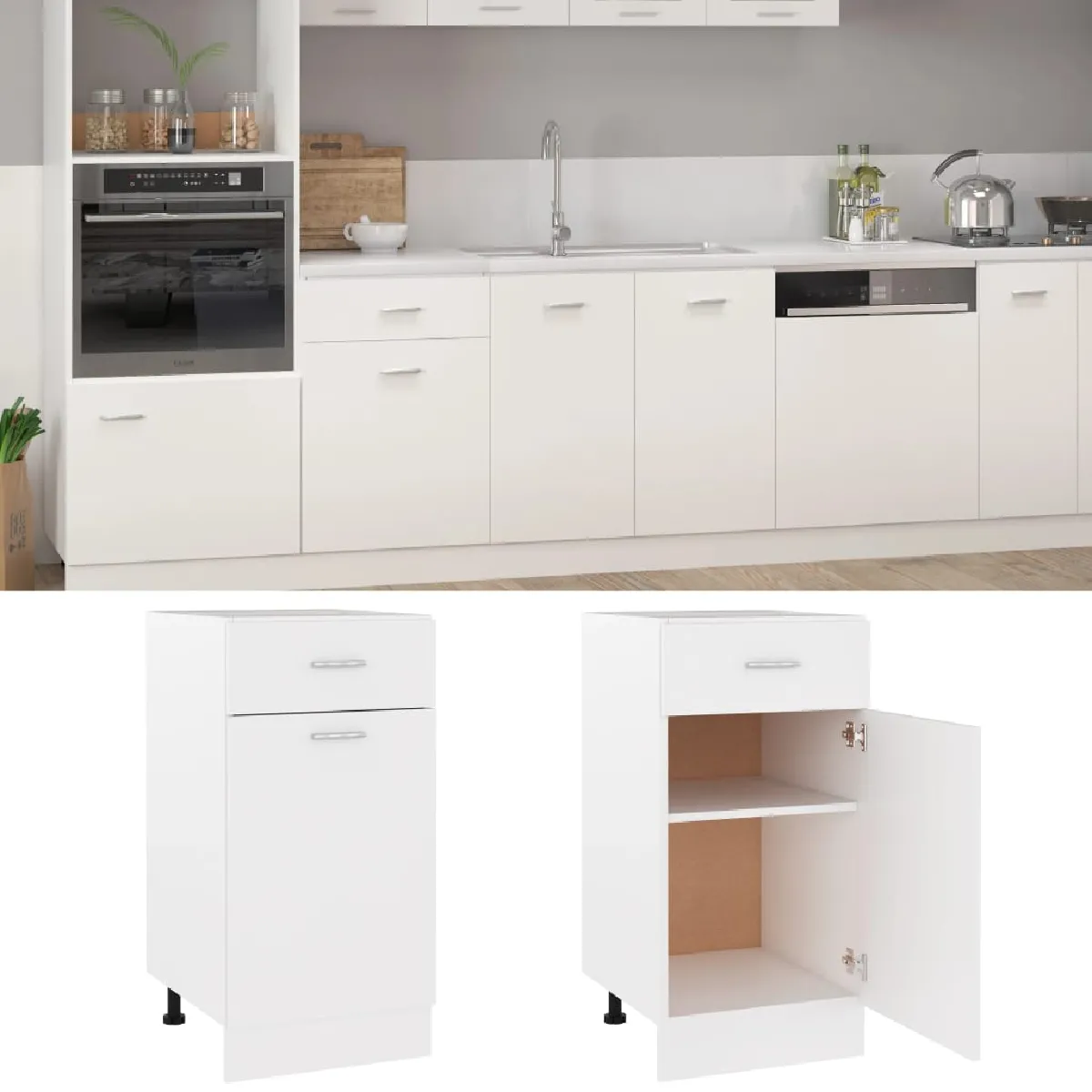 vidaXL Armoire de plancher à tiroir - Blanc