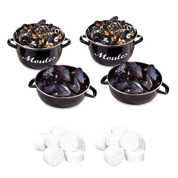 Set 2 marmites à moules 18 cm et tubes de 20 lingettes magiques