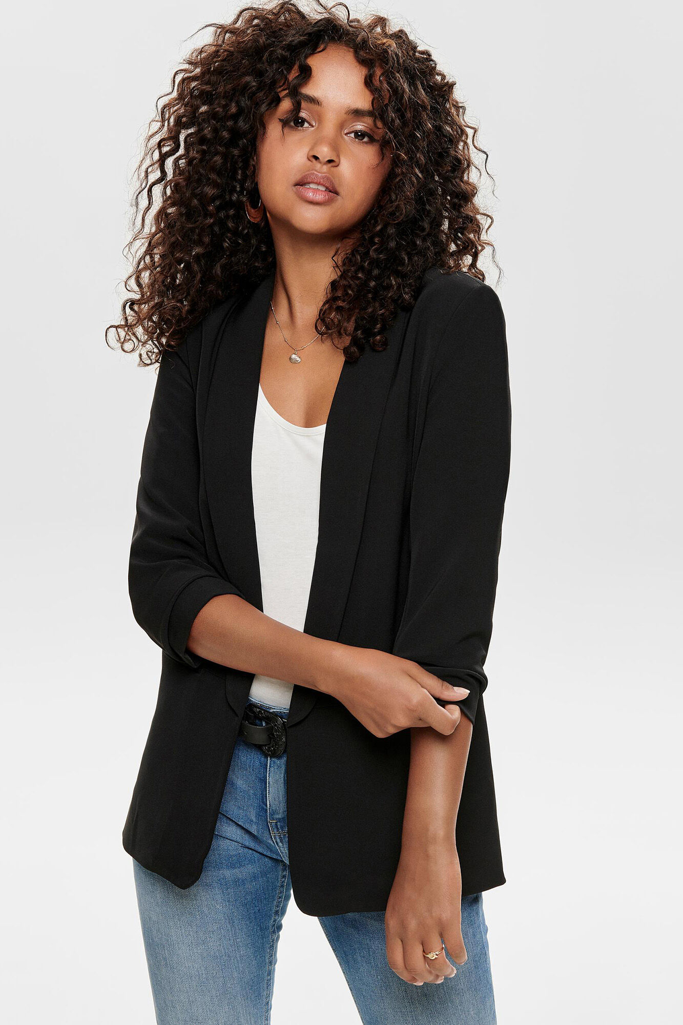 Blazer com mangas curtas e lapelas