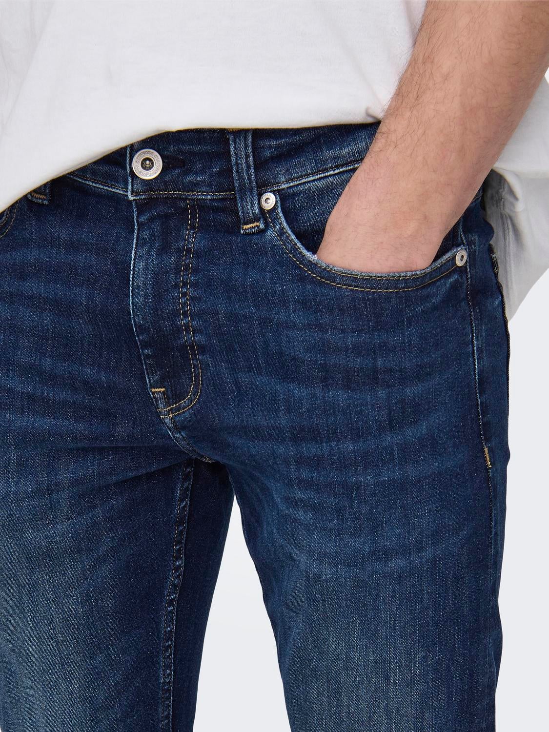 ONSWARP Niedrige Taille Skinny Fit Jeans Dark Blue Denim
