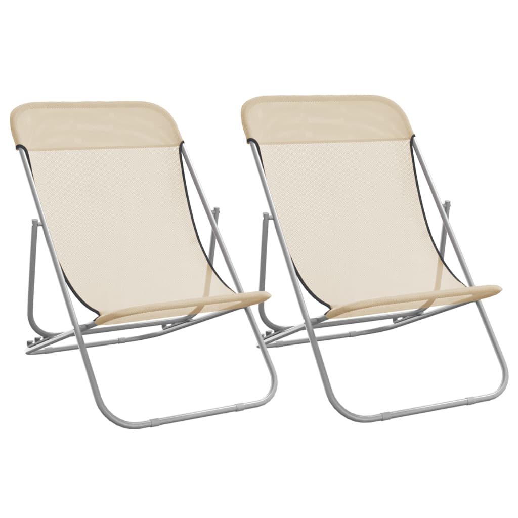 Chaises de plage pliantes 2pcs textilène acier enduit de poudre
