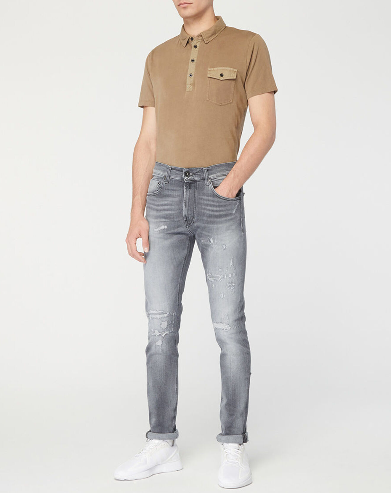 Replay Jean en Coton Bio Replay Aged Eco gris moyen