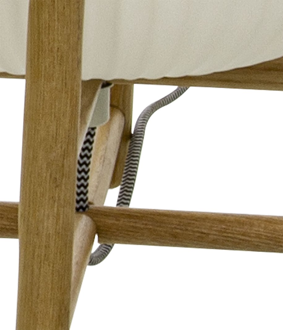 Vinda bordlampe Stor natur tre med hvit opalglass, ledning og bryter E27 Max 40W