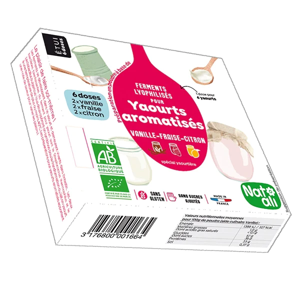 Préparation en poudre pour yaourts aromatisés Vanille Fraise Citron Na
