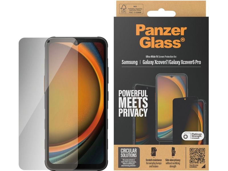 Panzerglass Ultra Wide Fit Privacy Galaxy Xcover6 Pro & Xco Displayschutz für das Samsung Galaxy Xcover6 Pro & Xcover7