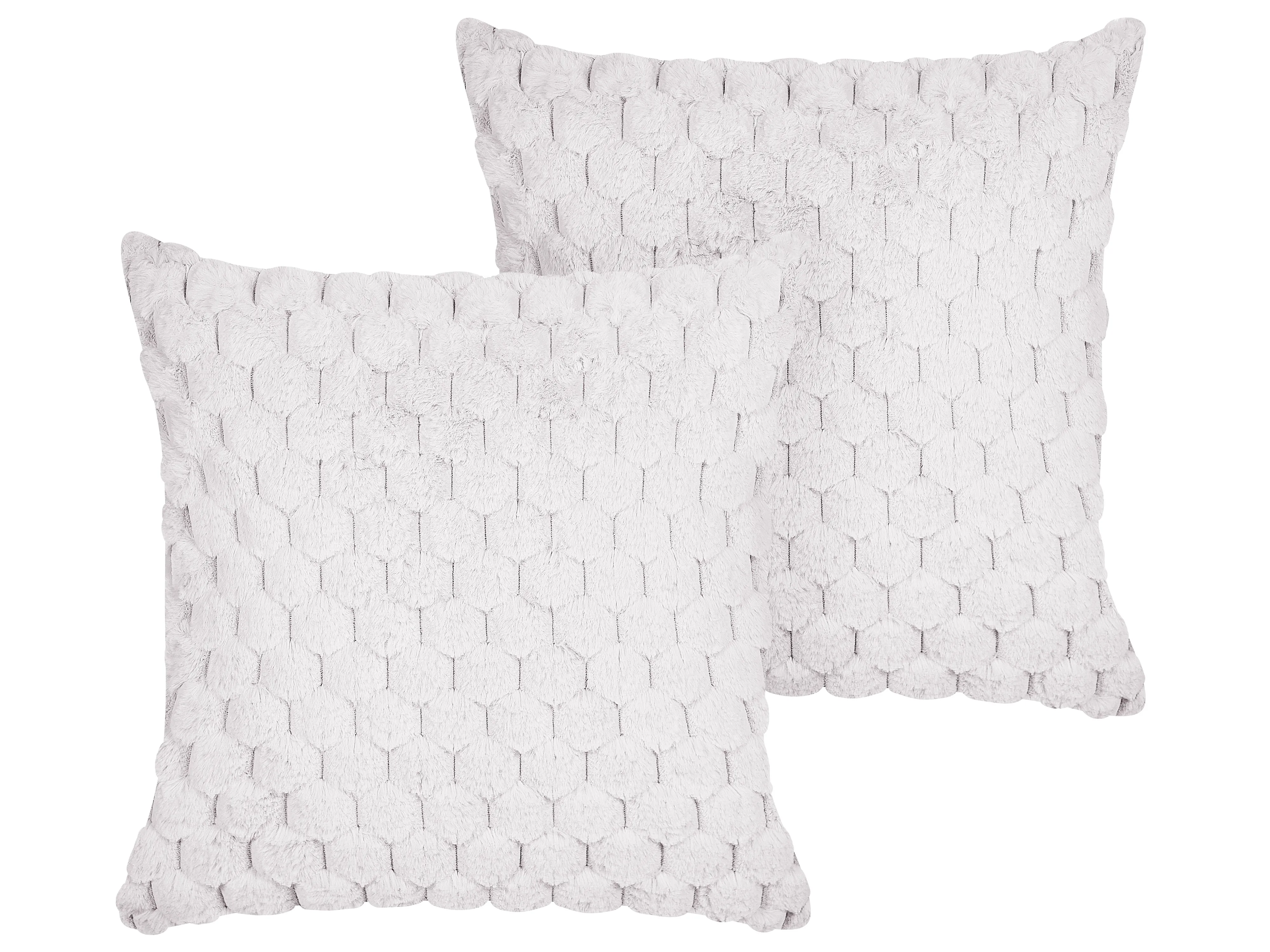 Set van 2 sierkussens PURSLANE Nepbont 43 x 43 cm Wit geometrisch patroon