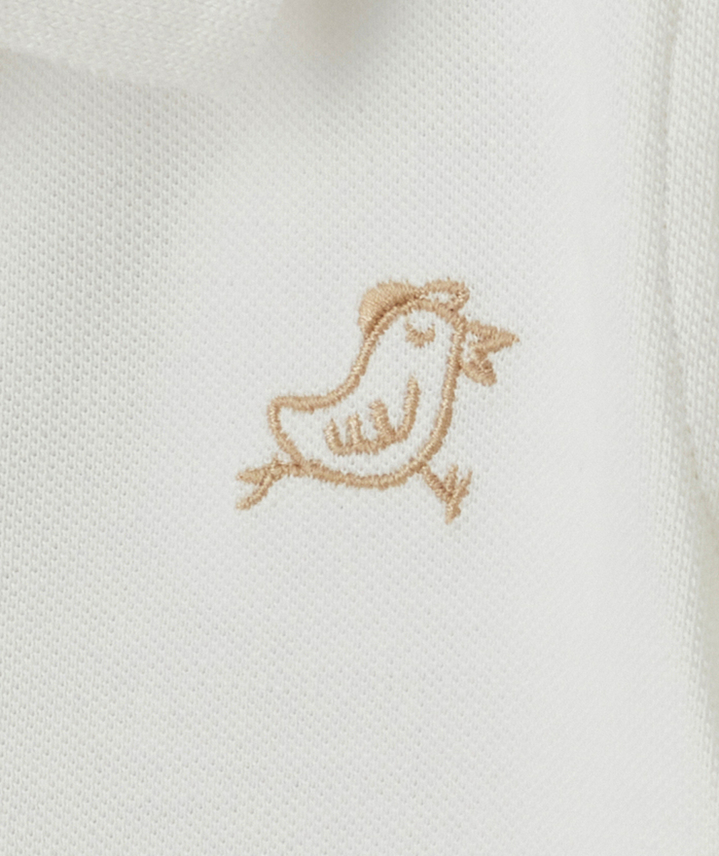 POLO MANCHES COURTES BÉBÉ GARÇON 100% COTON BLANC ET OISEAU BRODÉ