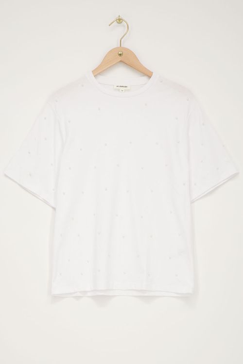 Wit T-shirt met parels