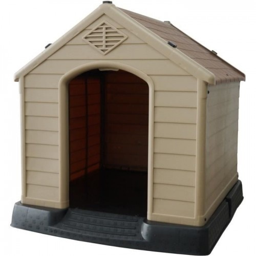 Casinha de cachorro de plástico bege e marrom da Cstore Poil & Plumes