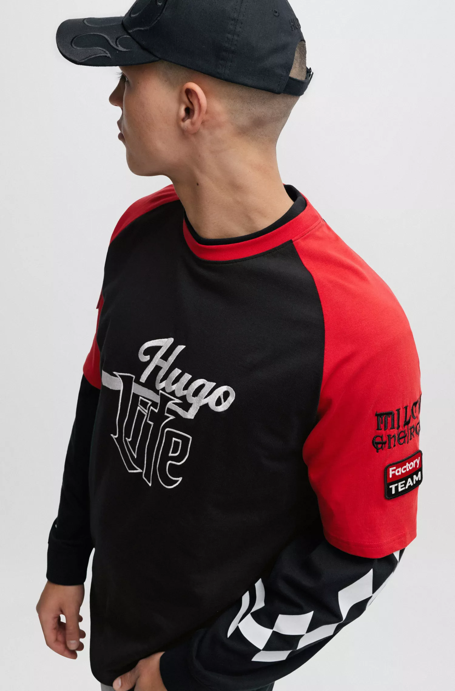 Camiseta HUGO vermelha em malha de algodão com estampa do logotipo