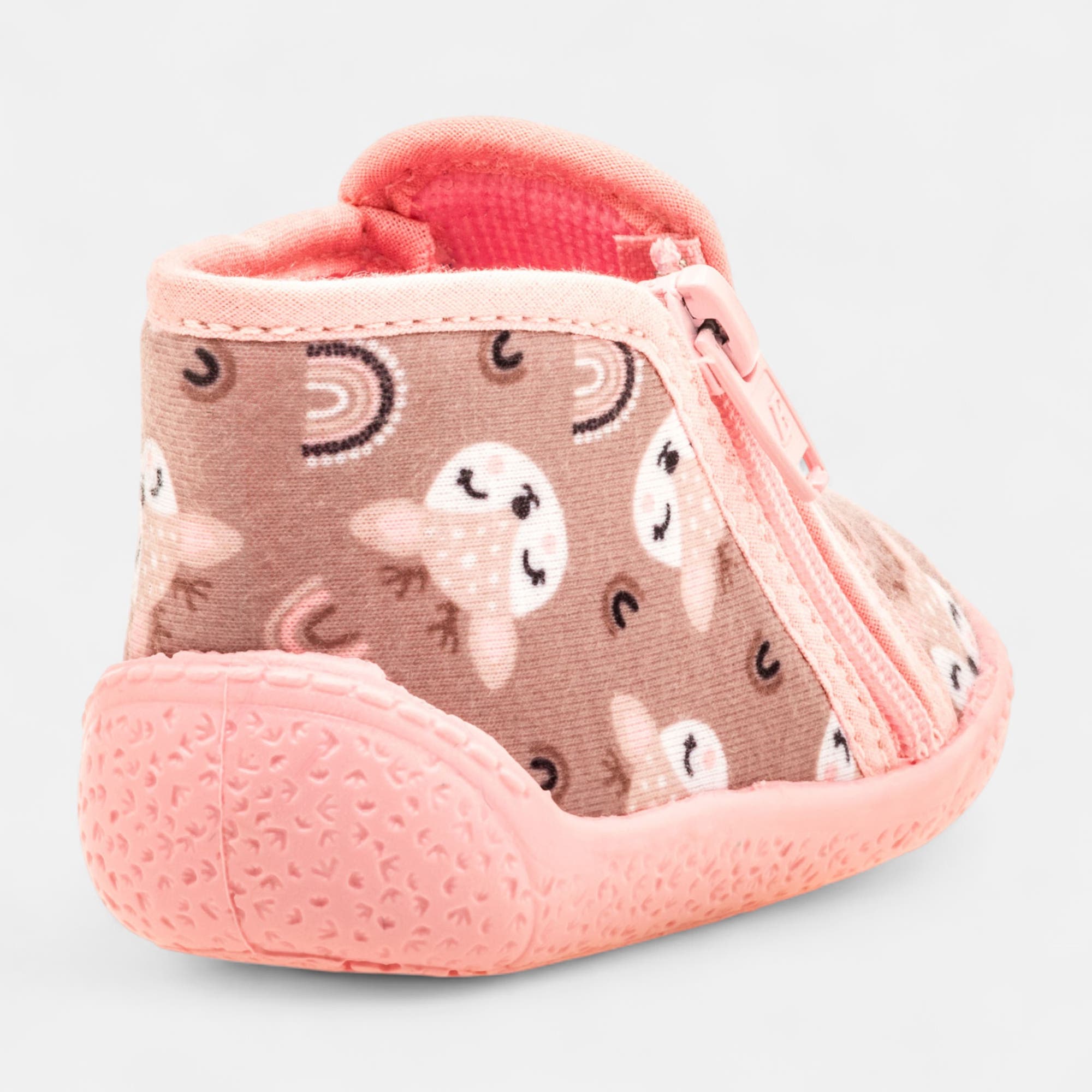 Pantoufles botillons zippés Bébé fille beige