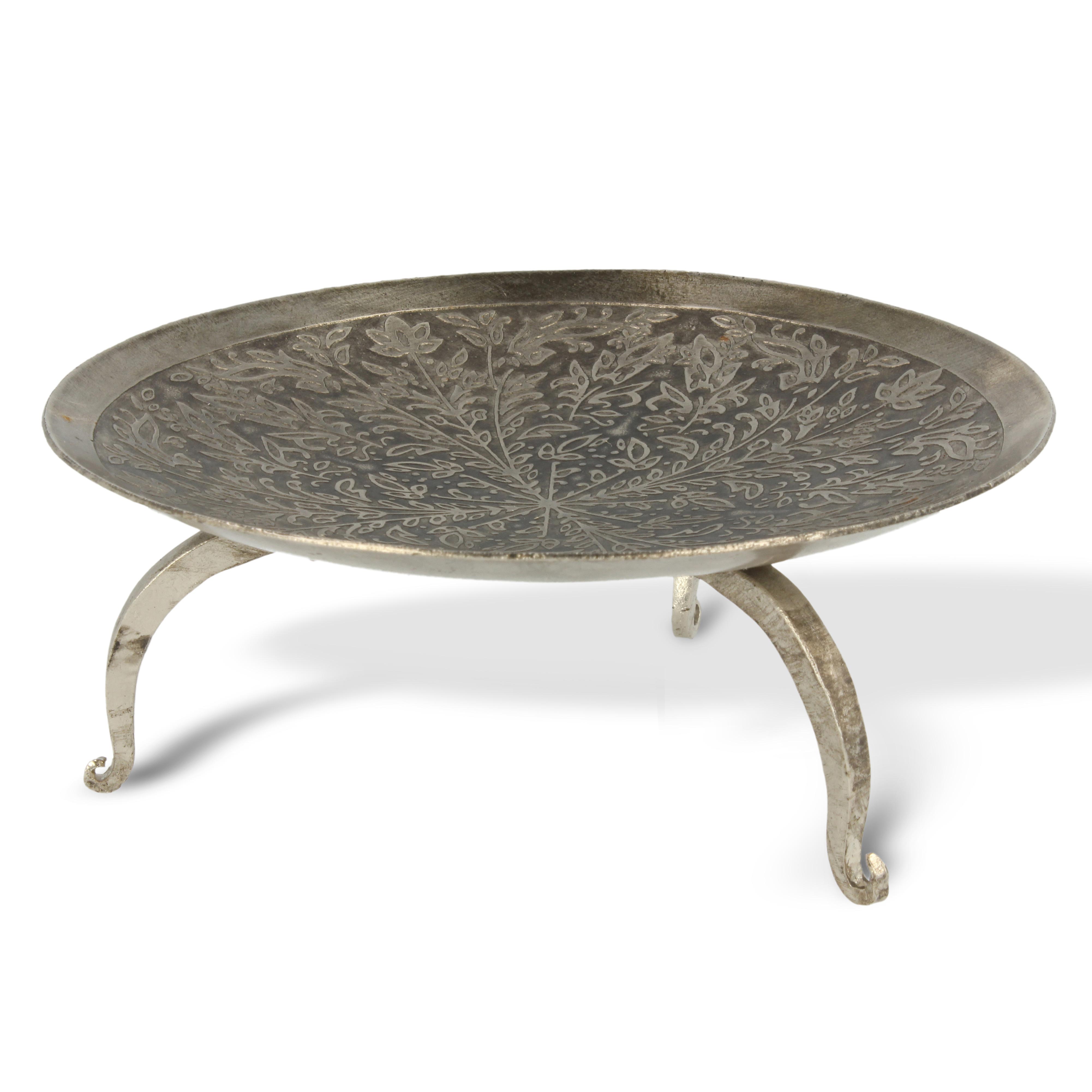 Teller rund mit Standfüßen, silber, H 6 cm, Ø 15 cm von fischer's lagerhaus
