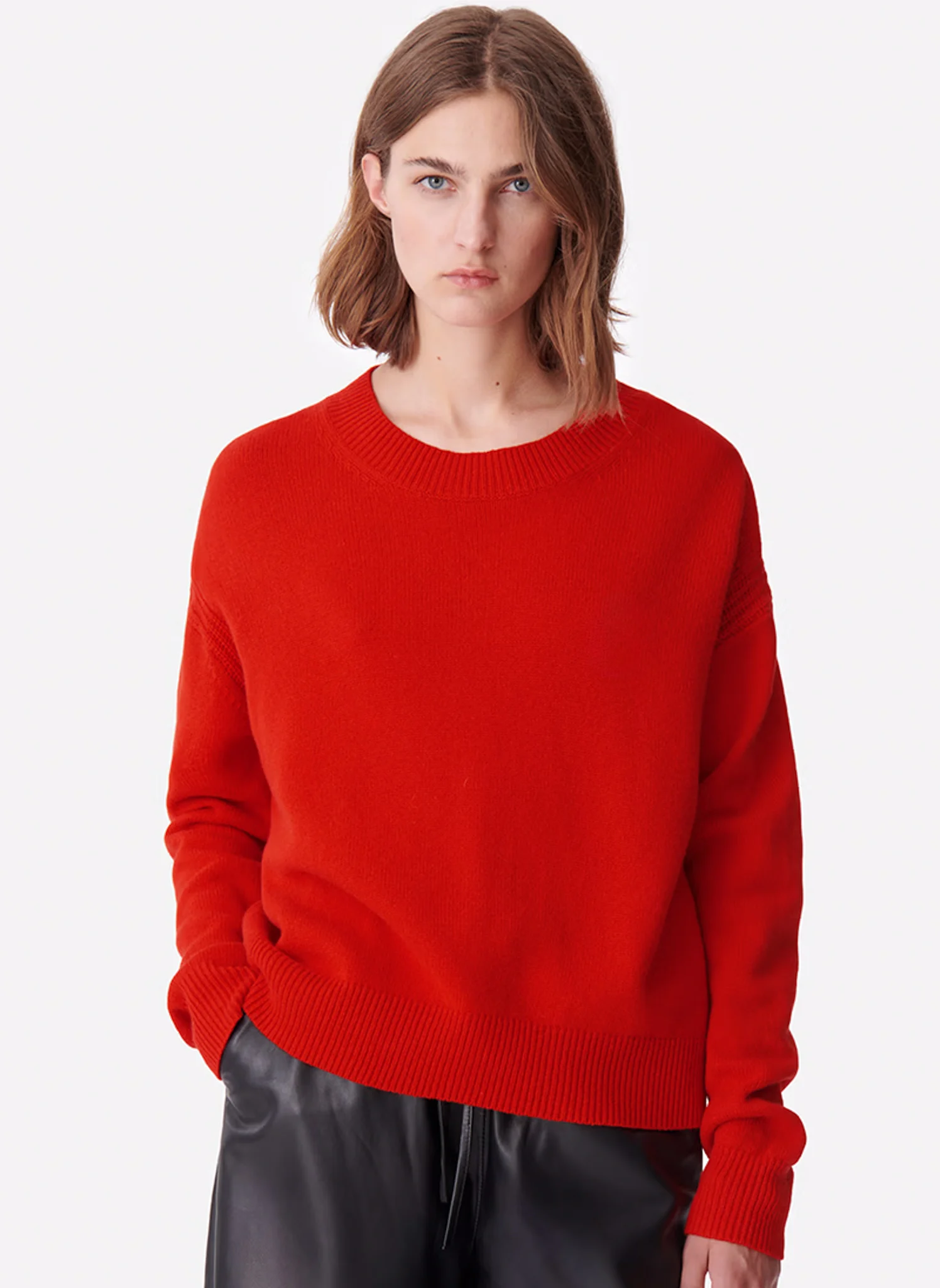 DIDIA - Pull col rond en laine | Rouge