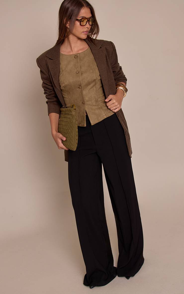 Kaki Gilet En Synthétique Avec Détails À Boutons-pression