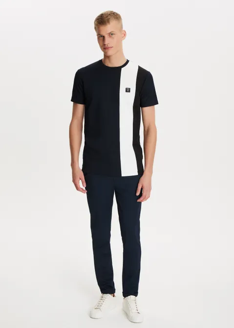 T-shirt met streep blauw (BLW.D)