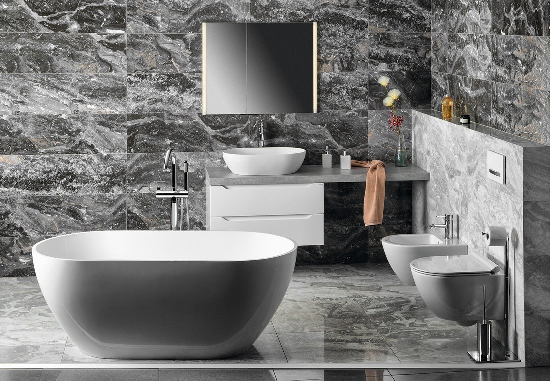 Polysan Reduta vrijstaand bad wit mineraal marmer 150x75x46cm