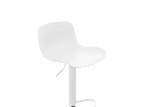 Lot de 2 Tabouret de bar - Plastique & Chrome - Blanc - Almada