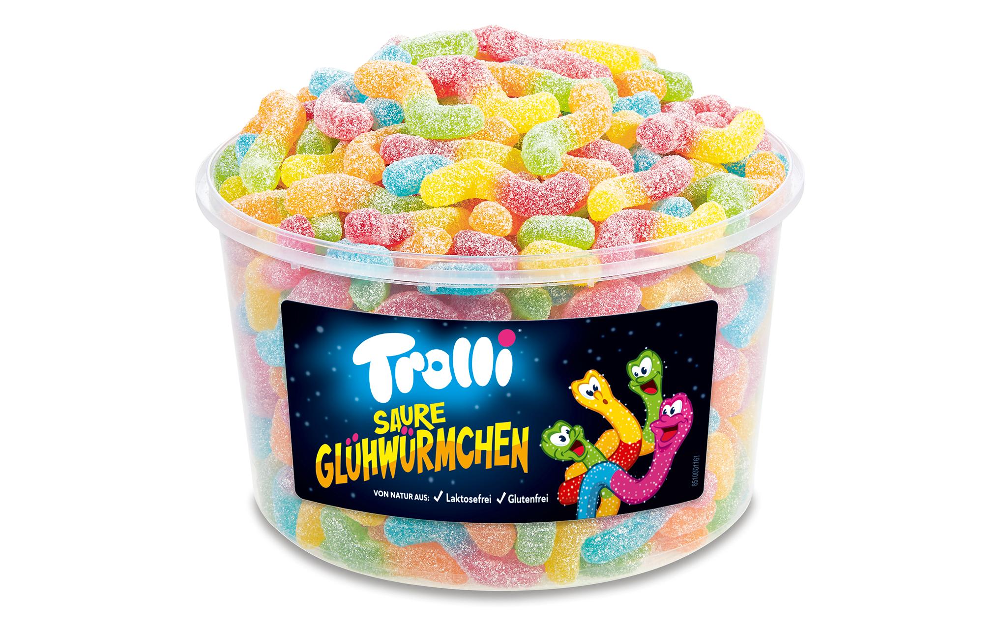 Gummibonbons Saure Glühwürmchen 1 kgSaurer Fruchtigummi in Würmchen Form