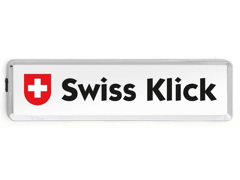Swiss Klick Kennzeichenhalter Langformat Hinterseite, Chrom Nummernschild für hinten im Langformat 11 x 51 cm
