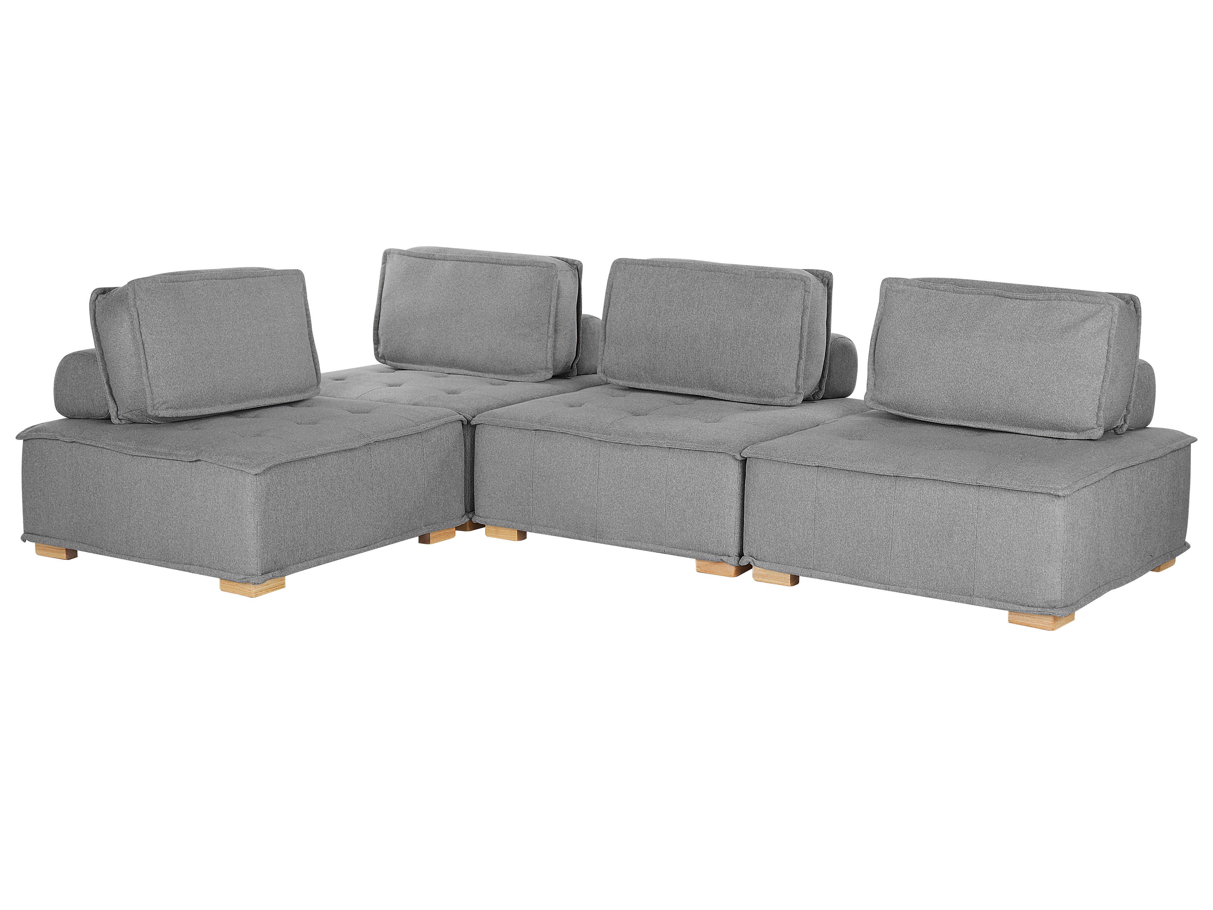 Modulaire hoekbank 4-zits TIBRO Stof Grijs rechtszijdig