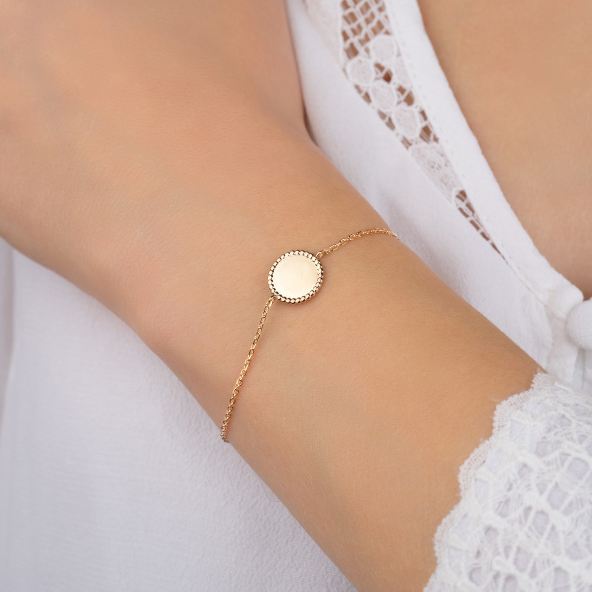 Bracelet Brillaxis pastille perlée plaqué or