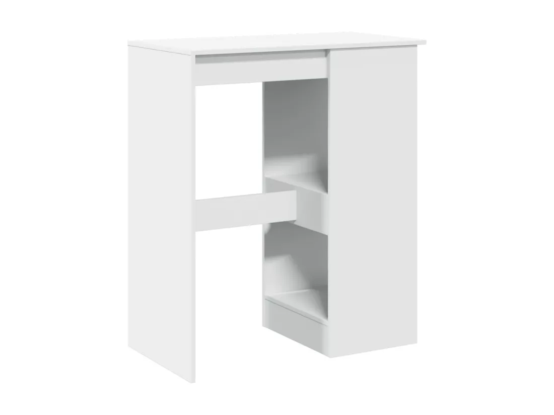 Table de bar avec étagères blanc bois d'ingénierie