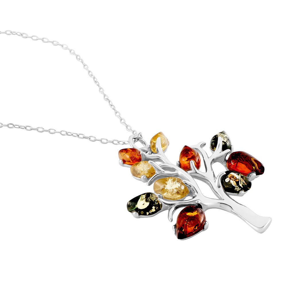 Collier Chahida Argent Blanc Ambre