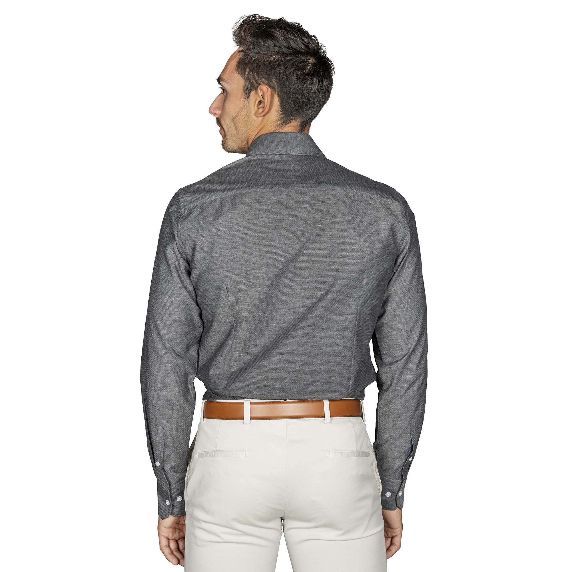 Chemise cintrée gris motif fantaisie