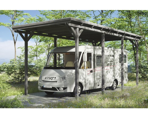 Enkele carport SKAN HOLZ Emsland incl. regengoot 404x846 cm leigrijs
