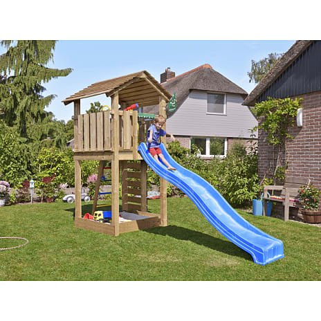 Jungle Gym Cottage 2.1 legetårn inkl. rutsjebane og 120 kg sand