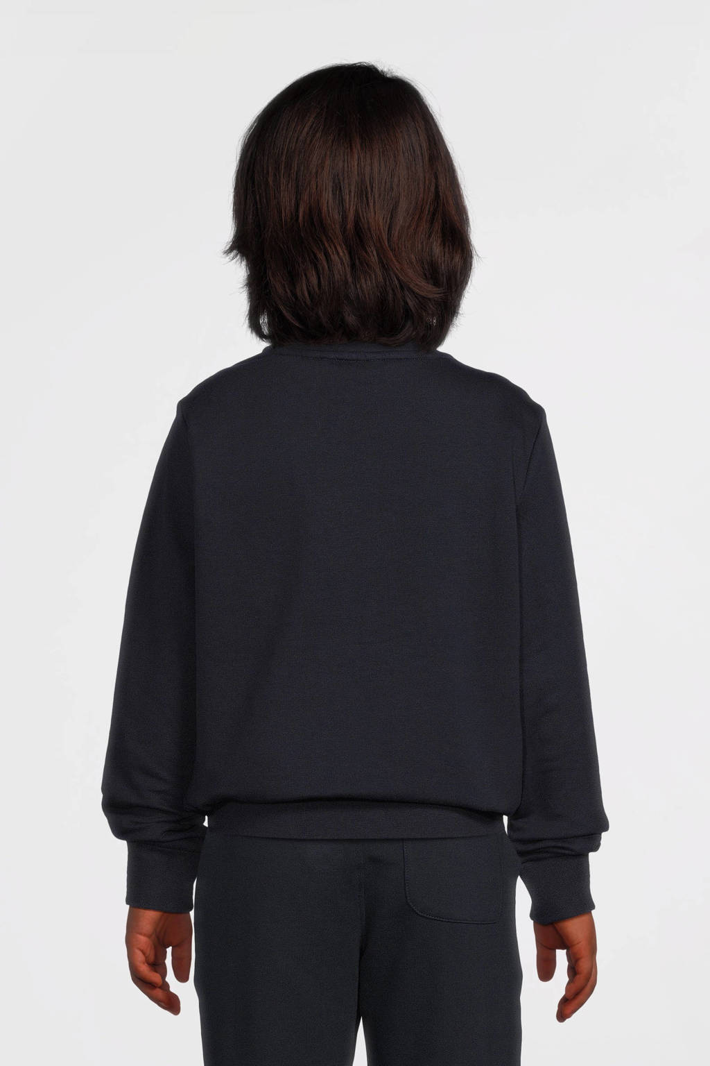 Moodstreet gebreide sweater Sev met printopdruk donkerblauw