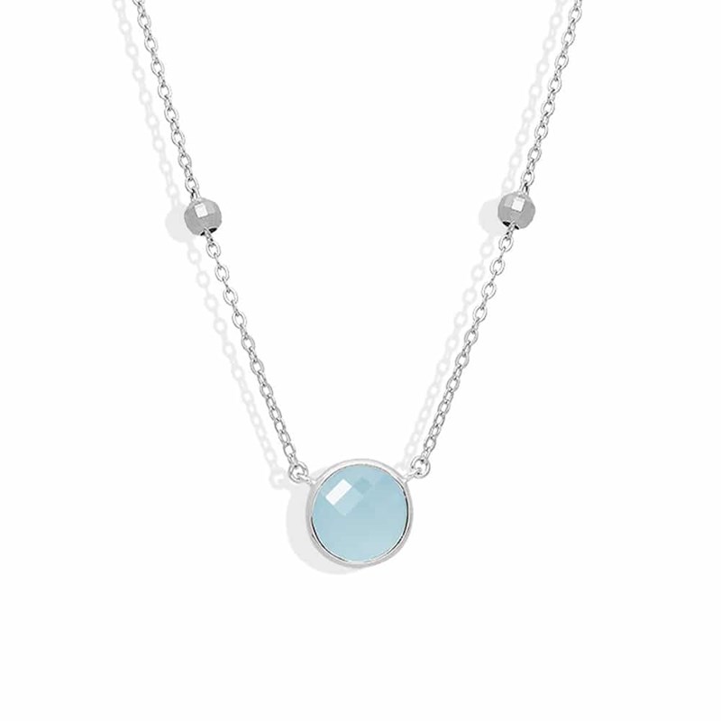 Collier Argent Valentine Cristal Vert Eau