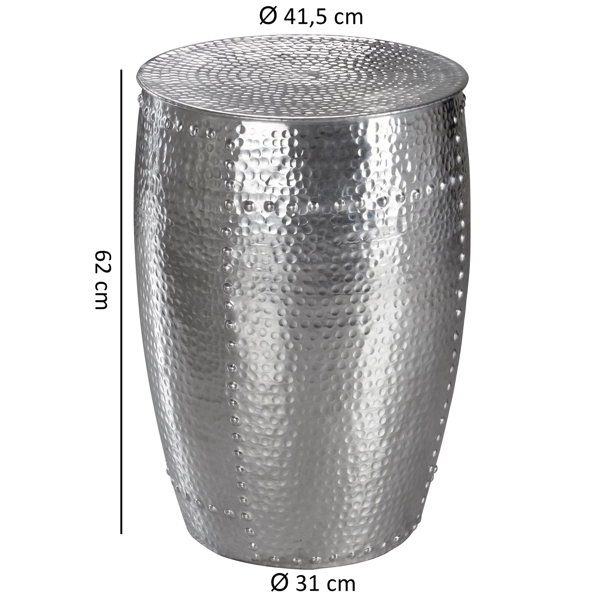 KADIMA DESIGN Orient Beistelltisch ENNS, Aluminium, silberfarben, Hammerschlag-Strukturen