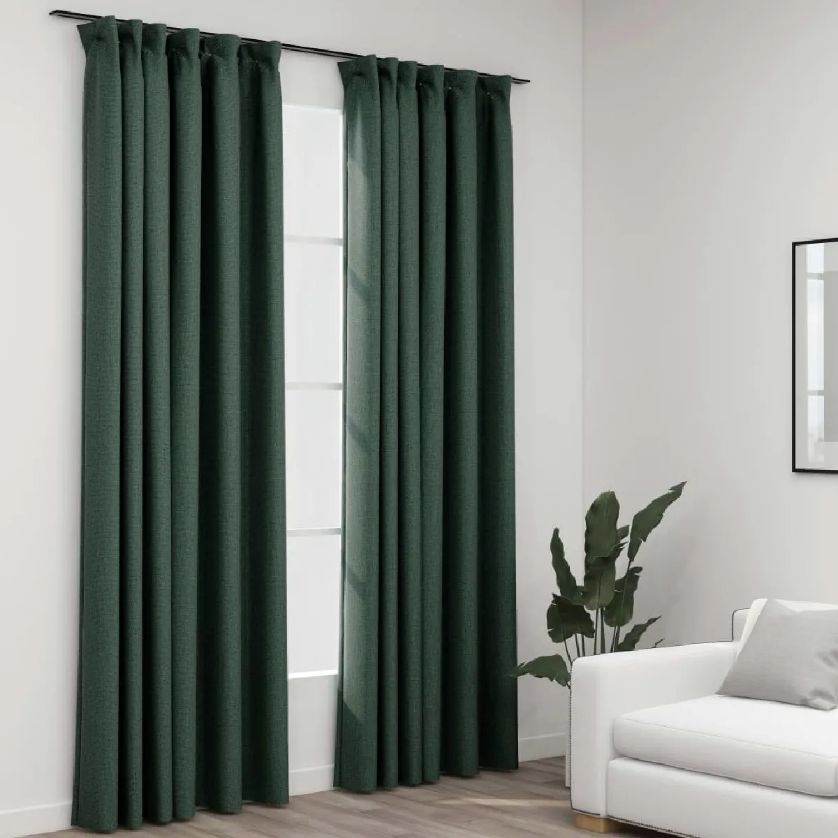 vidaXL Rideaux occultants aspect lin - Vert 140x245 cm (Lot de 2)