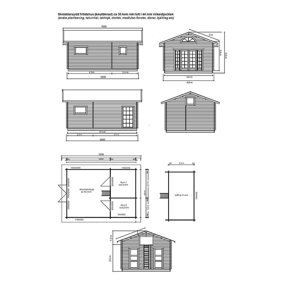 HYTTE JM STUGOR MÅRTEN TRETYKKELSE 90MM 25M²