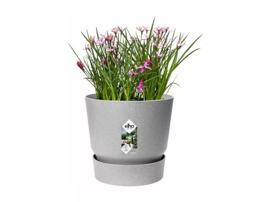 Pot de fleurs rond 25 - Extérieur Ø 24,5 x 23 cm - Gris béton vivant